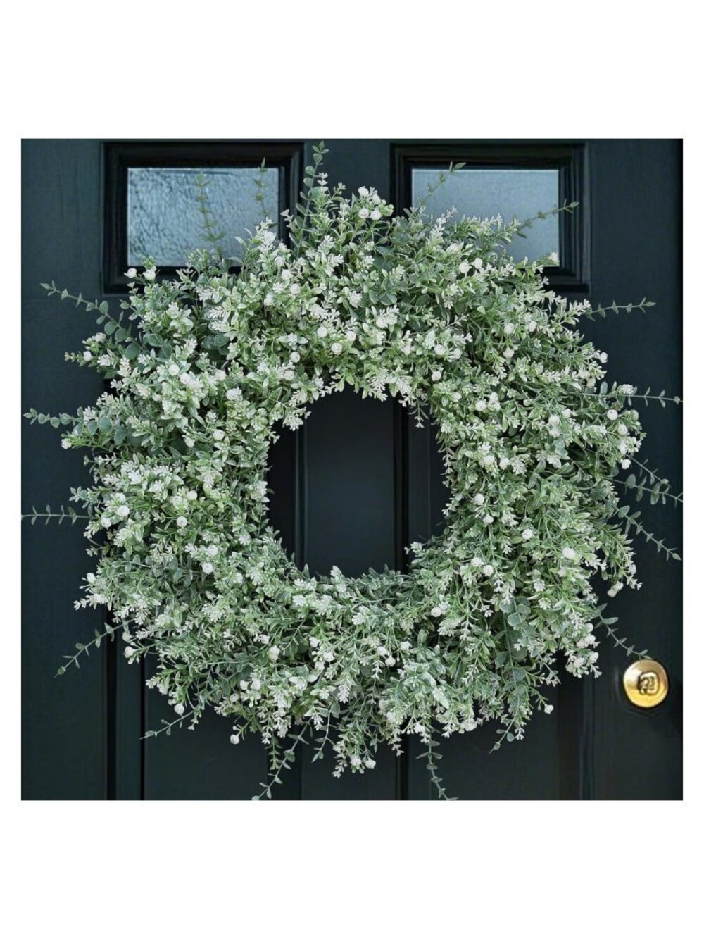Large Artificial Eucalyptus Wreath for Front Door - Plastic